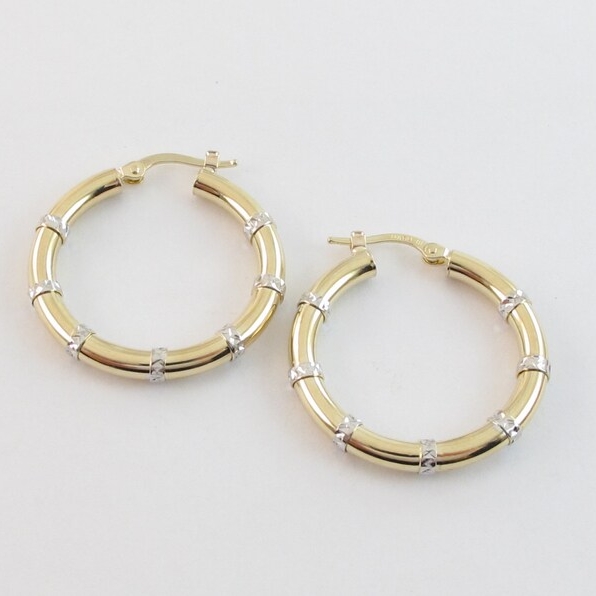 30mm Gold Plated Hoop Earrings Diamond Cut Earrings