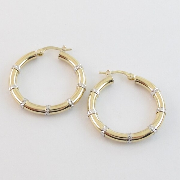 30mm Gold Plated Hoop Earrings Diamond Cut Earrings