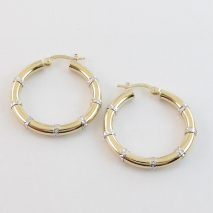30mm Gold Plated Hoop Earrings Diamond Cut Earrings