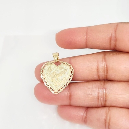 “I Love You” Engraved Love Heart Pendant Gold Plated Heart Charm Necklace