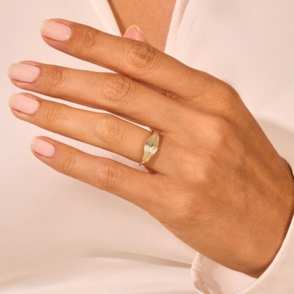 Gold Plated Feather Ring