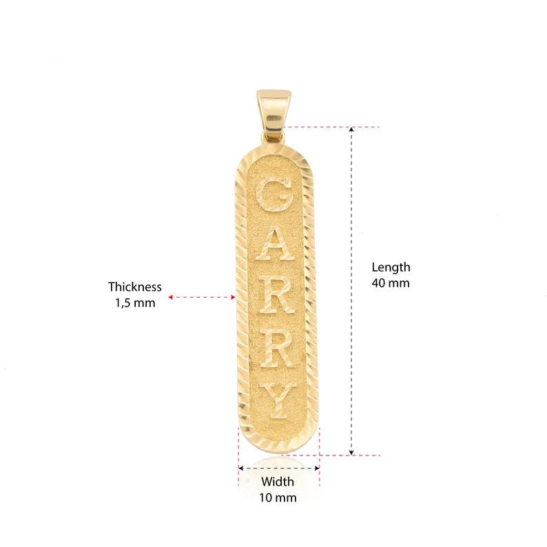 Custom Vertical Bar Name Pendant Necklace Gold Plated Diamond Cut Name Necklace