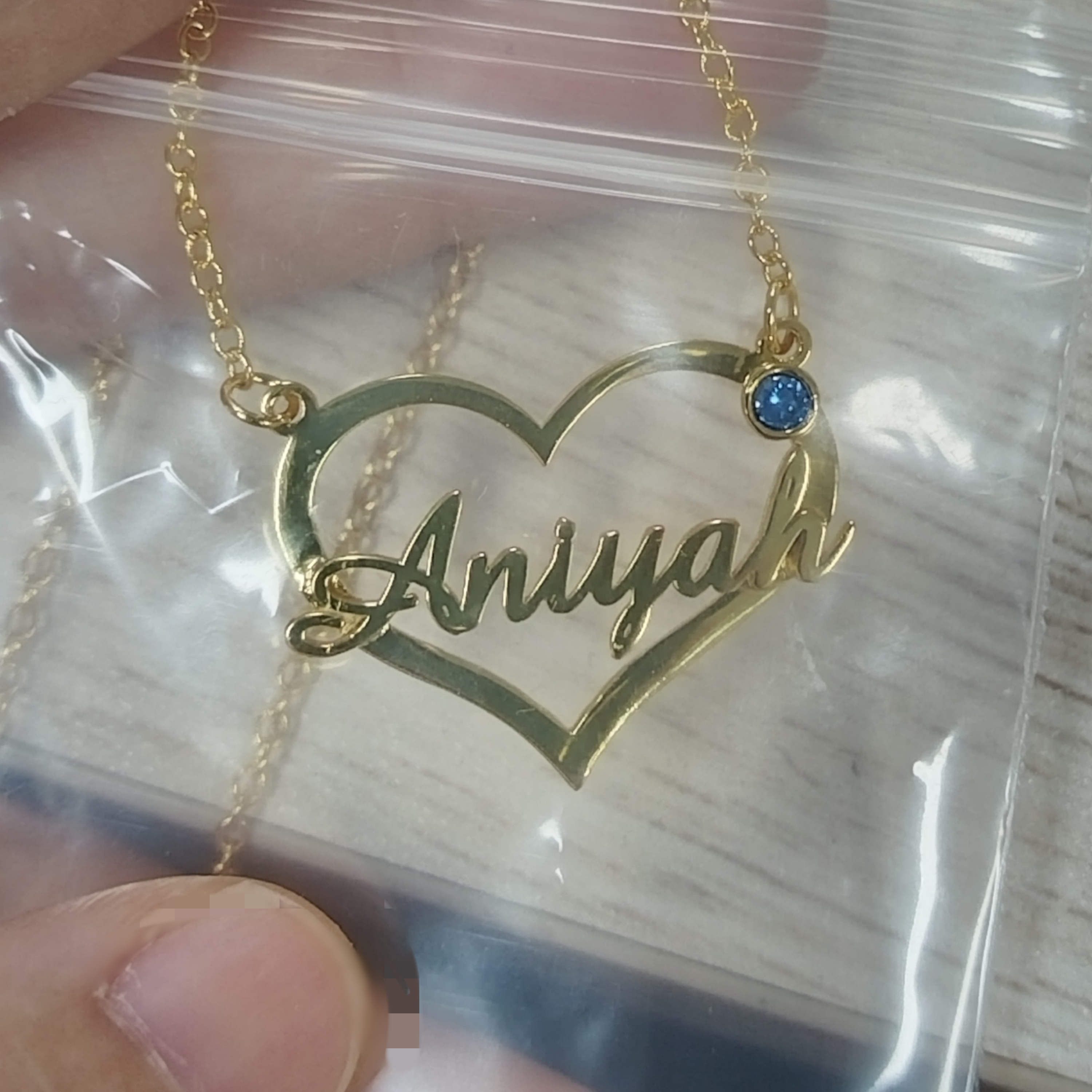 Heart Shaped Name Necklace with Birthstones Personalized Name Necklace