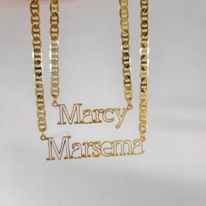 Hollow Letter Personalized Nameplate Custom Gold Plated Name Necklace