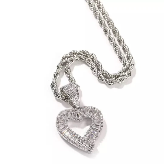 Rope Chain Gold Plated Heart Pendant Necklace