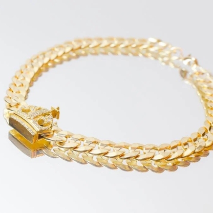 Gold Plated Crown Pendant Charm Bracelet