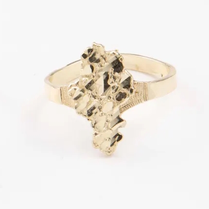 Gold Plated Diamond Cut Nugget Ring Engraved Ring