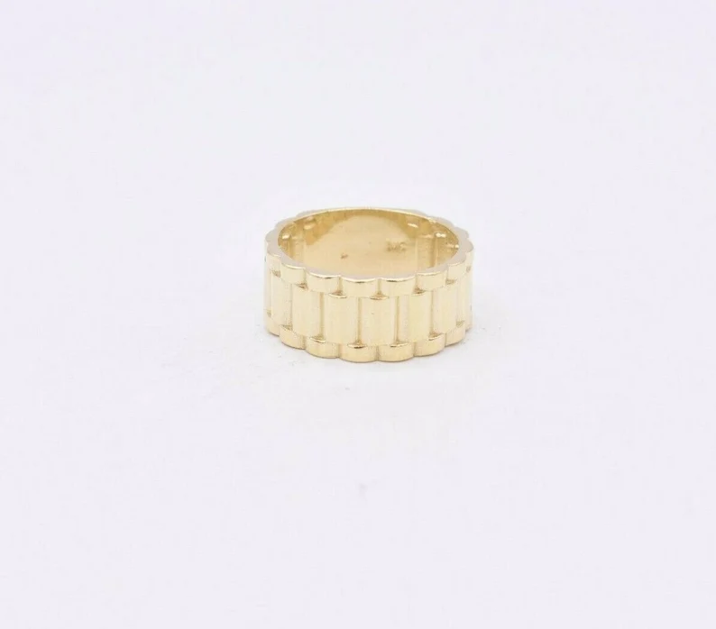 Gold Plated Textured RX Band Ring Custom Engraved Ring