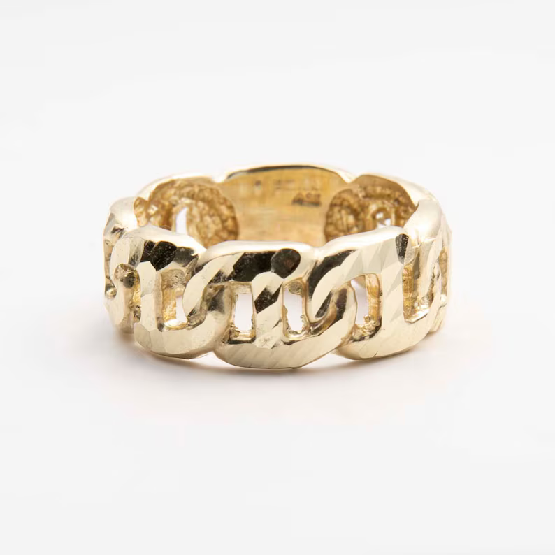 Textured Diamond-Cut Mariner Chain Ring