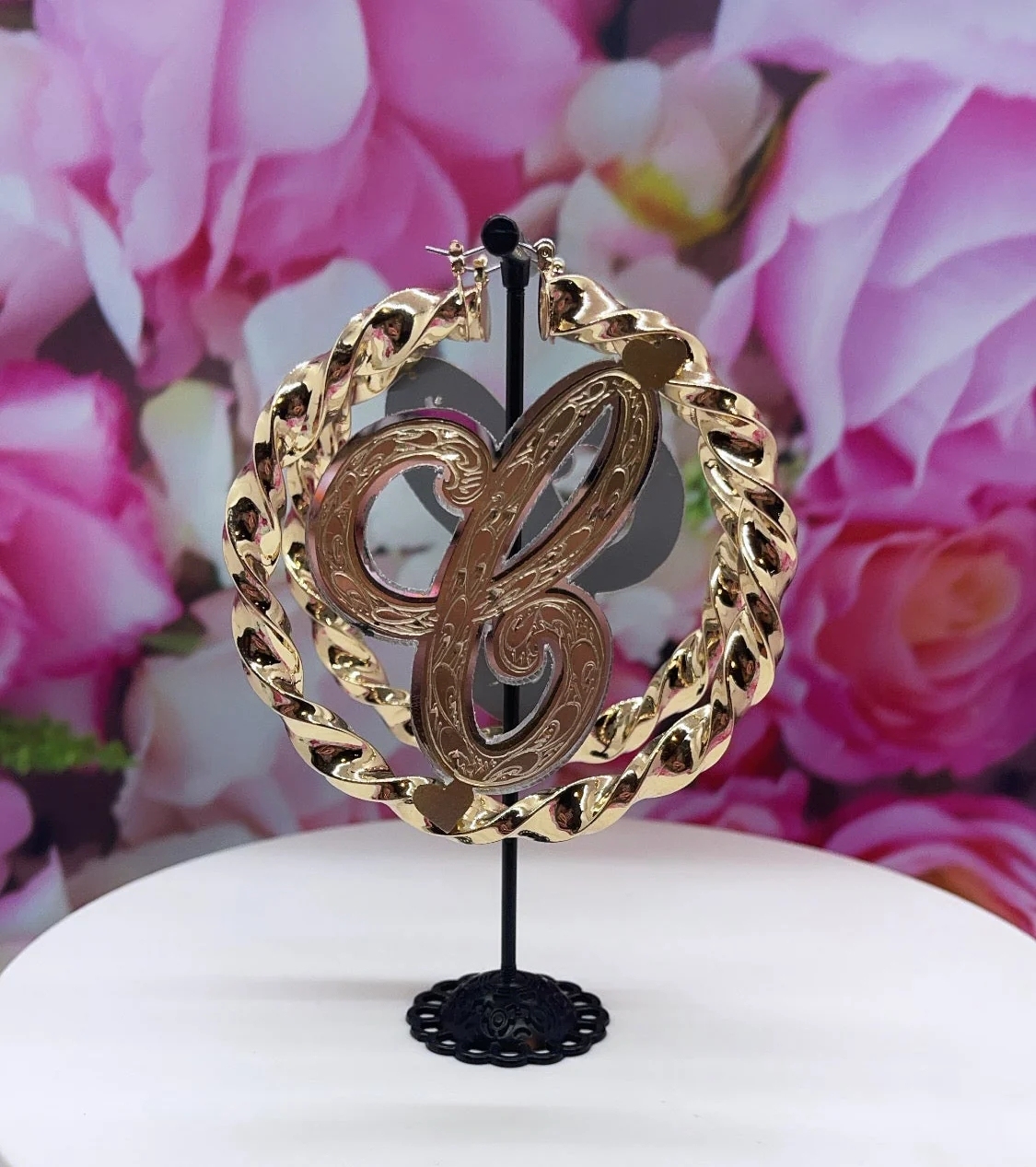 Personalized Purple Acrylic Initial A-Z Letter Twist Hoop Earrings