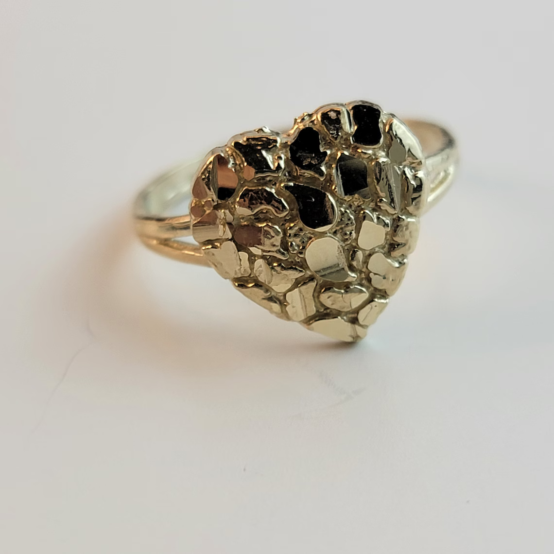 14K Gold Plated Love Heart Ring Nugget Ring