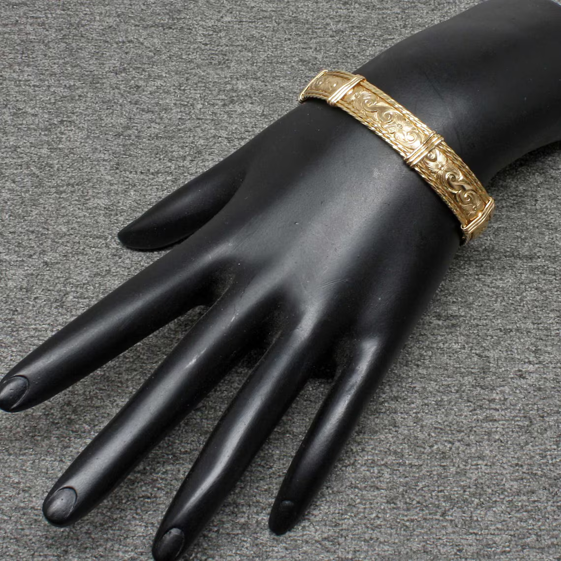 14k Gold Plated Bangle Bracelet Wire Wrap Bracelet