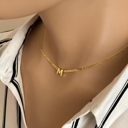 Marine Chain Personalized Custom Letter Pendant Initial Necklace Alphabet Necklace