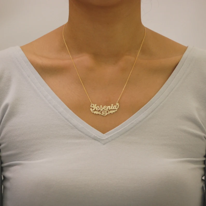 Gold Plated Personalized Custom Name Necklace with Number