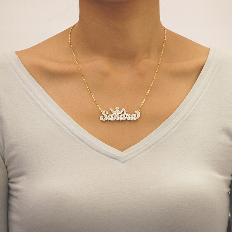 Crown Double Layer Personalized Custom Name Necklace