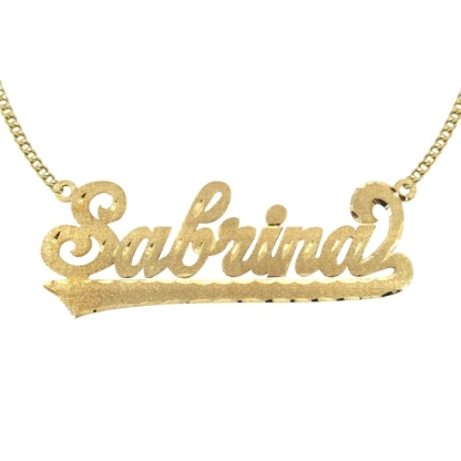 14k Gold Plated Personalized Diamond Cut Name Necklace