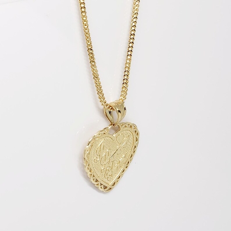 “I Love You” Engraved Love Heart Pendant Gold Plated Heart Charm Necklace
