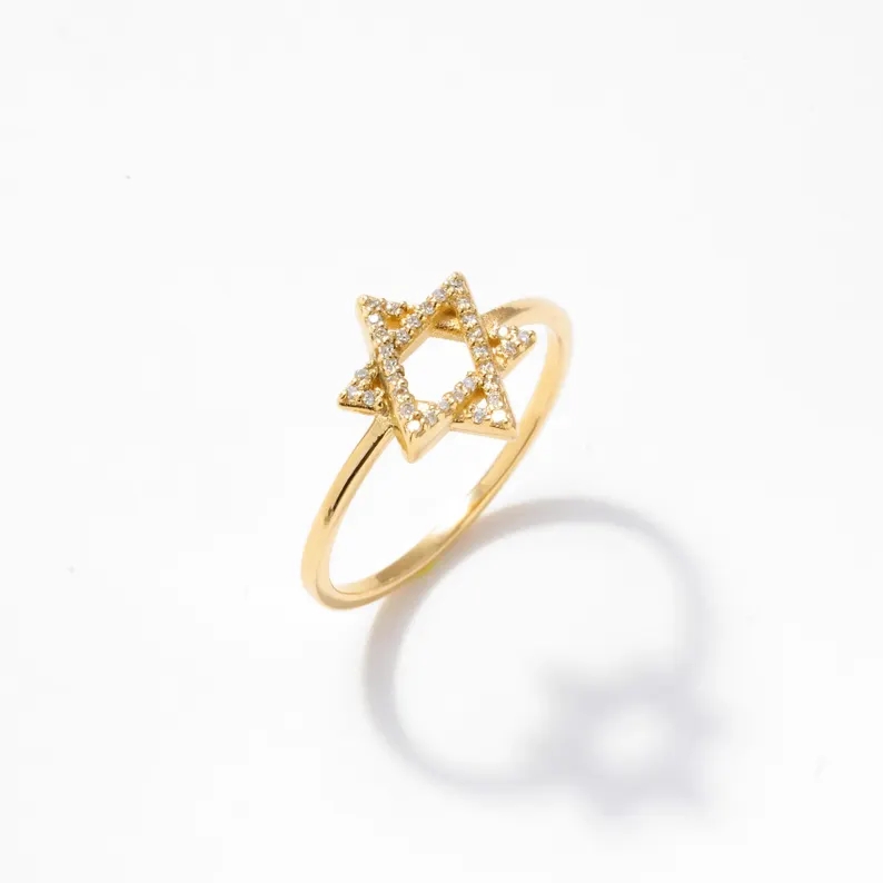 Gold Plated Diamond Star Ring Minimalist Gold Ring