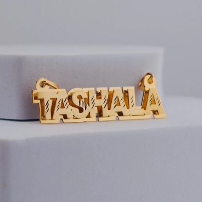  Personalized Double Plated Name Necklace 3D Nameplate Necklace