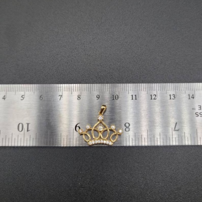 14K Gold Plated Diamond Cut Crown Pendant Necklace