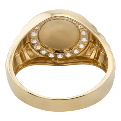 14K Gold Plated CZ Money Sign Ring