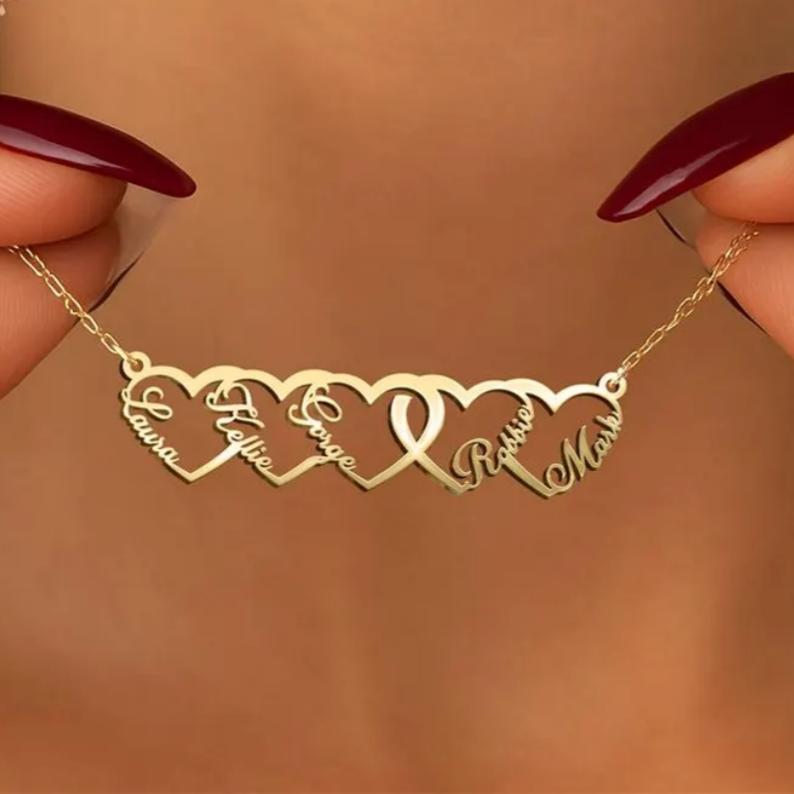Gold Plated Multiple Name Necklace Custom Family Necklace