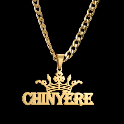 Custom Crown Nameplate Pendant Name Necklace