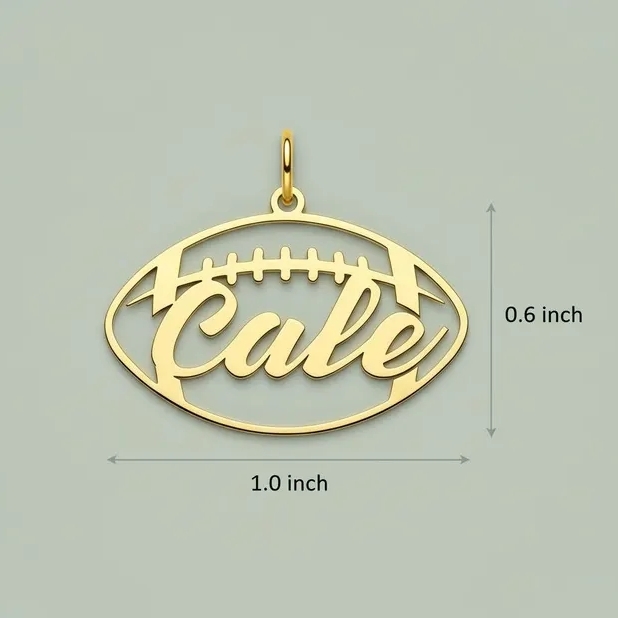 Football Nameplate Pendant Personalized Name Necklace