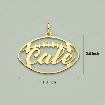 Football Nameplate Pendant Personalized Name Necklace