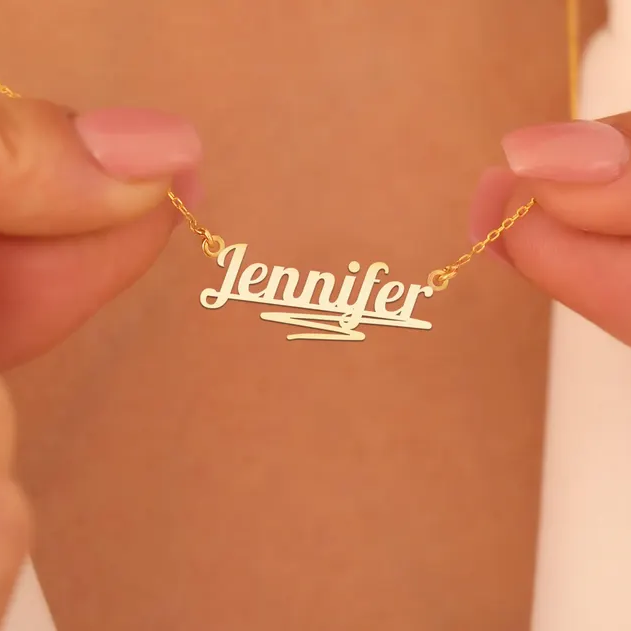  Elegant Underlined Nameplate Necklace Personalized Gold Plated Name Necklace