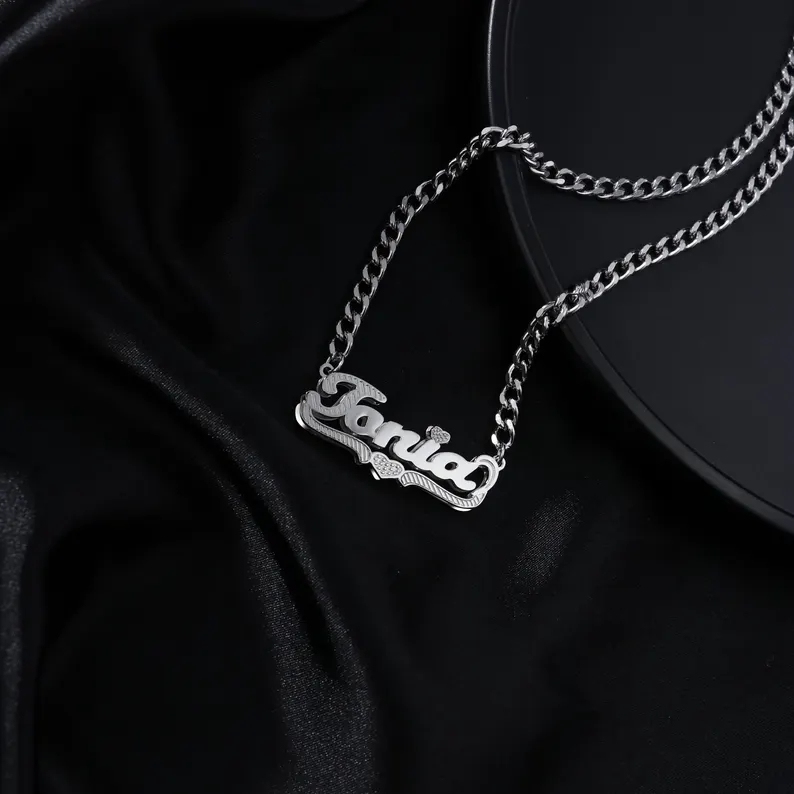 Personalized Custom Double Layer Heart Name Necklace