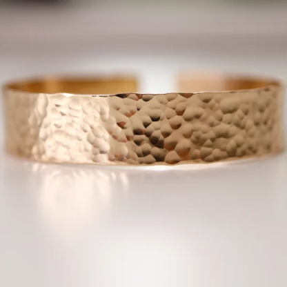  12mm Gold Plated Hammered Cuff Bracelet