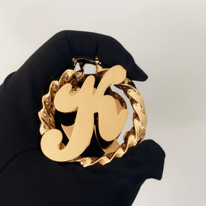 Gold Plated Initial Letter Earrings Personalized Twist Hoop Earrings