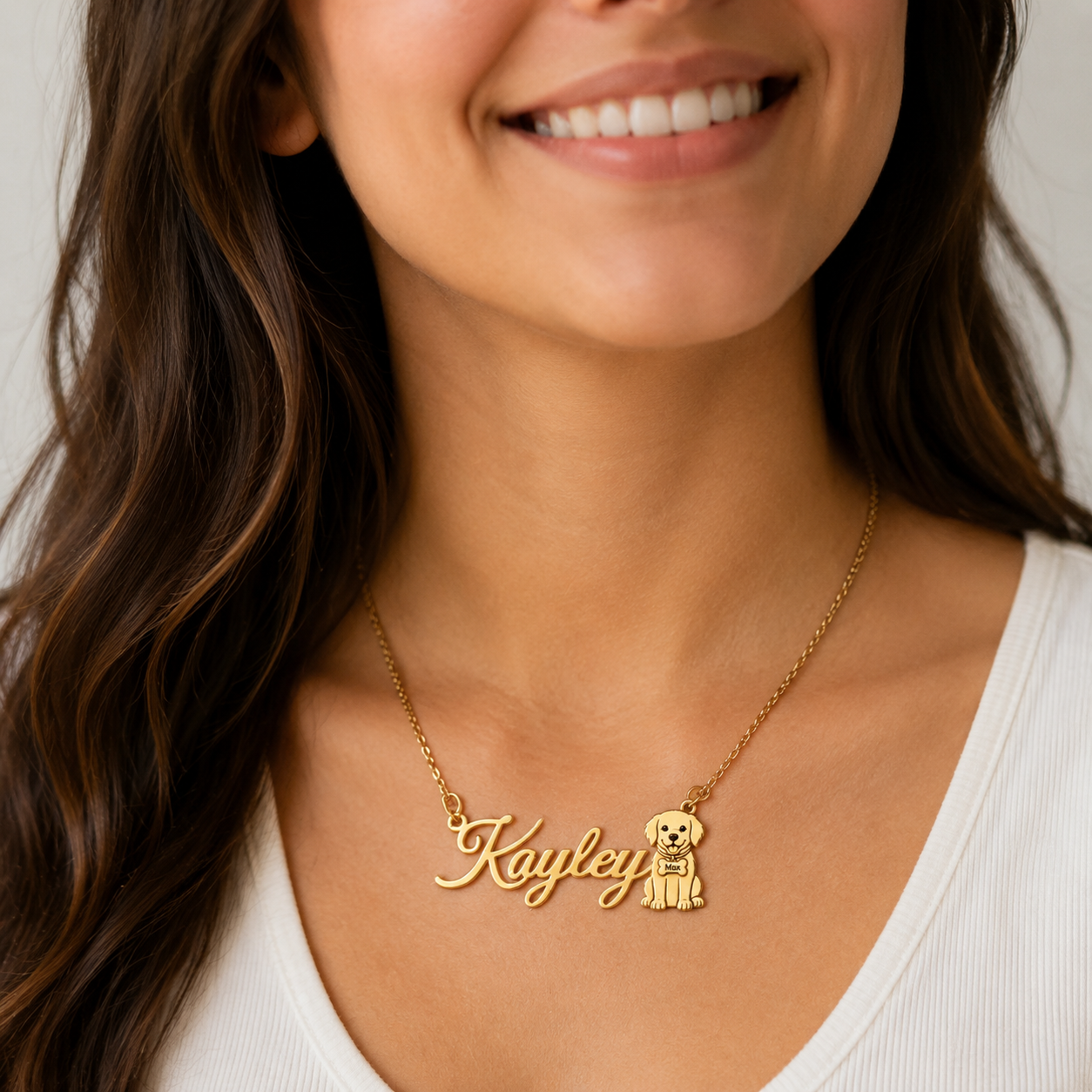 Dog Pet Friendship Necklace Personalized Gold Plated Name Necklace