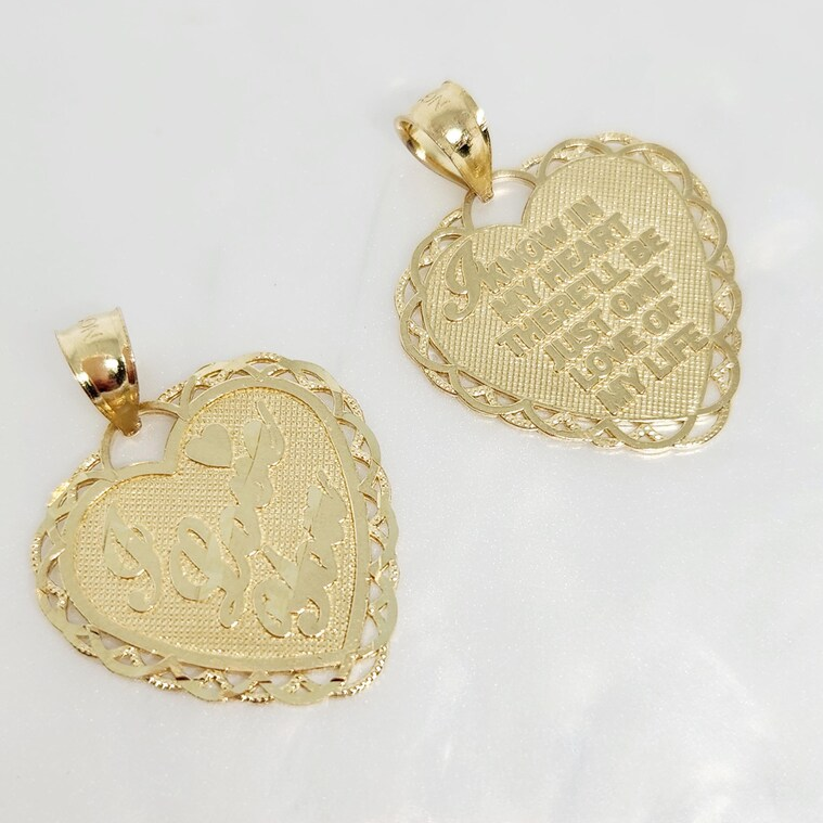“I Love You” Engraved Love Heart Pendant Gold Plated Heart Charm Necklace