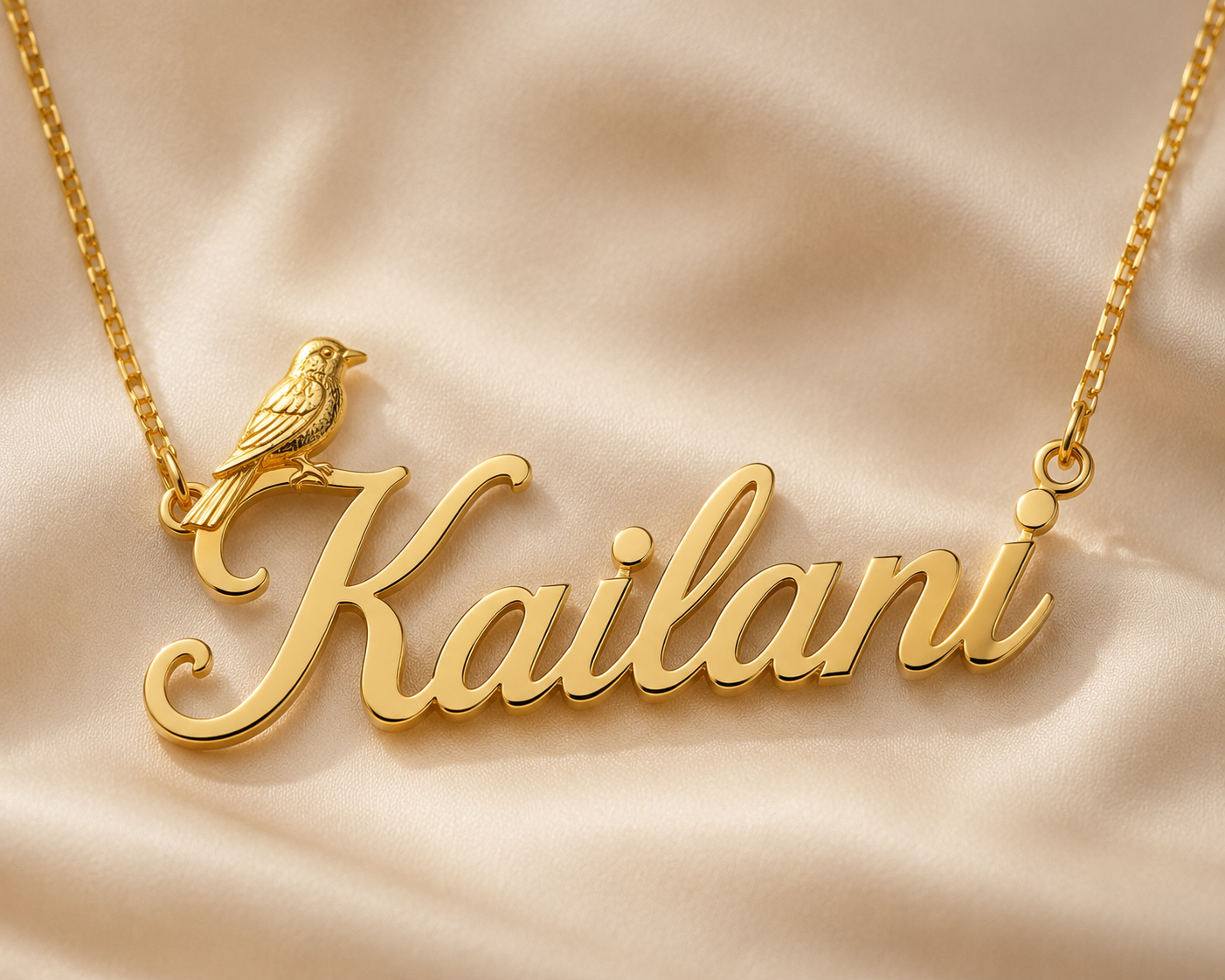 Gold Plated Crow Nameplate Pendant Necklace Personalized Name Necklace