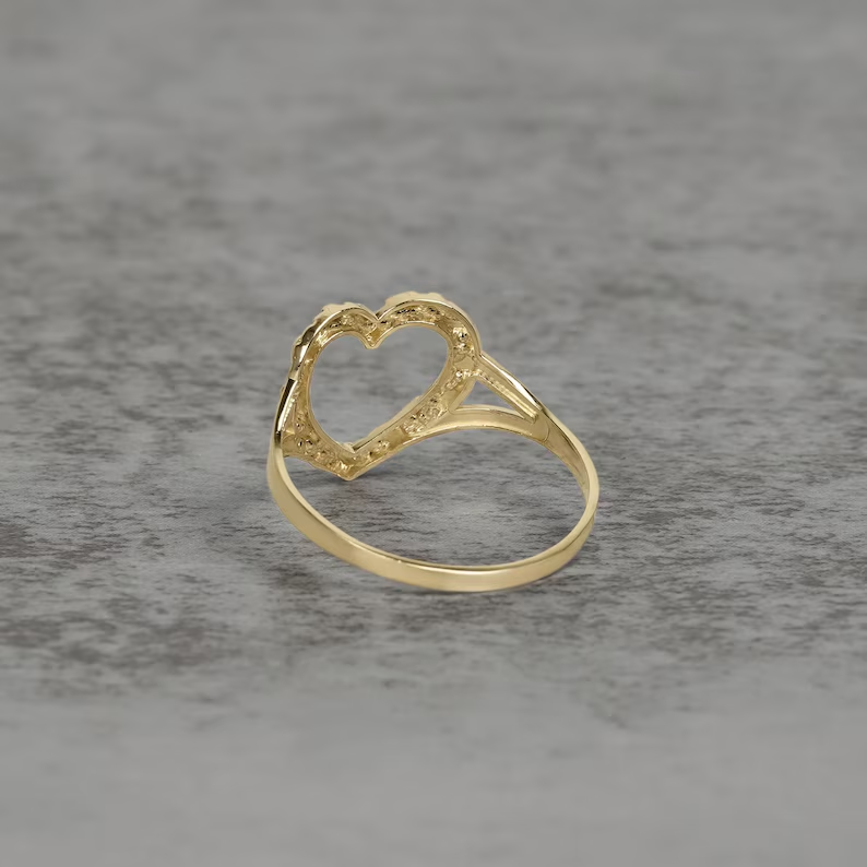 Gold Plated Hollow Heart Nugget Ring