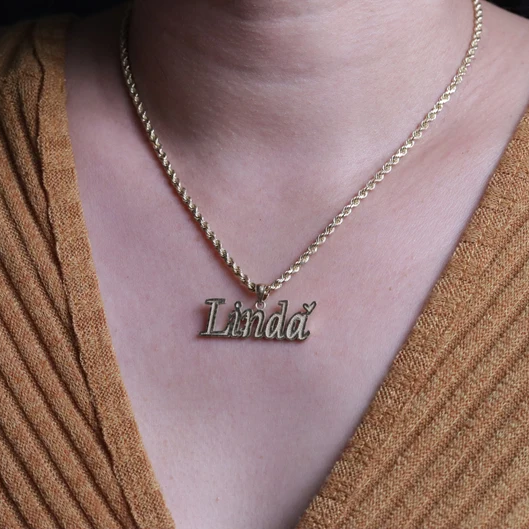 Gold Plated Nameplate Pendant Necklace Personalized Nugget Name Necklace