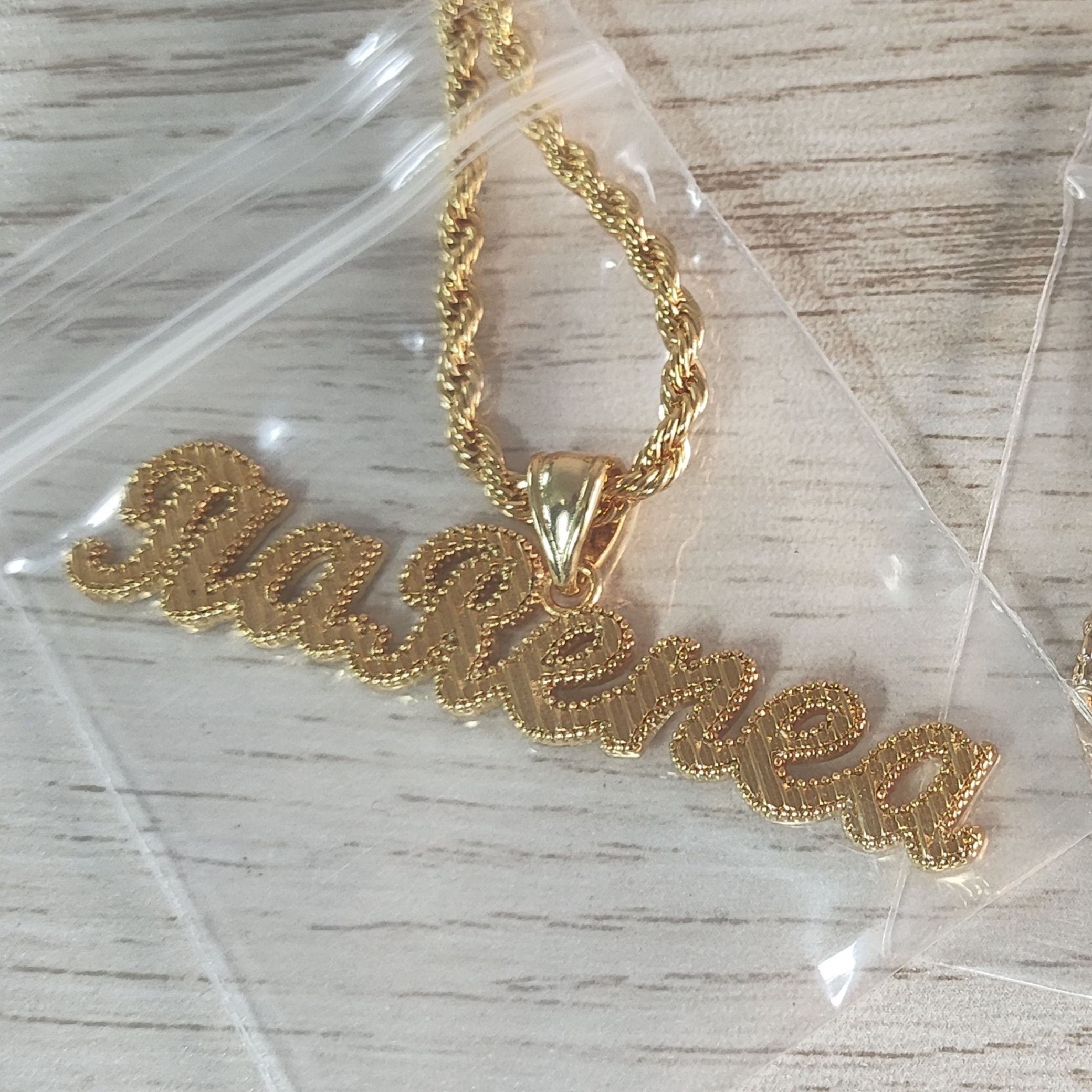Diamond Cut Gold Plated Rope Chain Custom Name Necklace