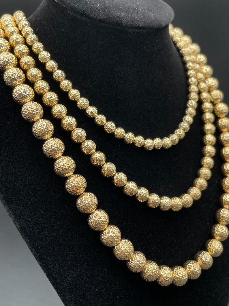 Gold Plated Diamond Cut Beaded Chain Necklace Ball Chain