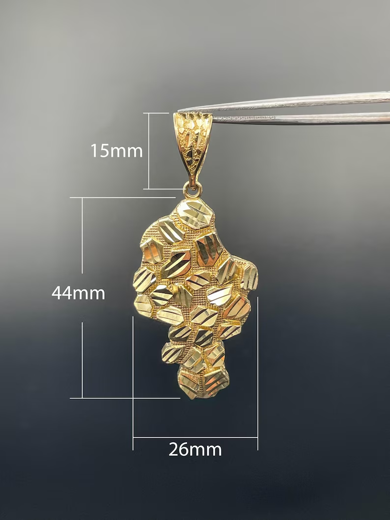 Gold Plated Nugget Pendant Necklace Cuban Chain