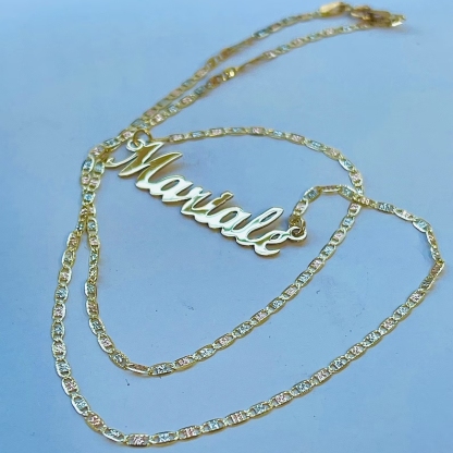 Gold Plated Personalized Custom Necklace With Tri-color Chain