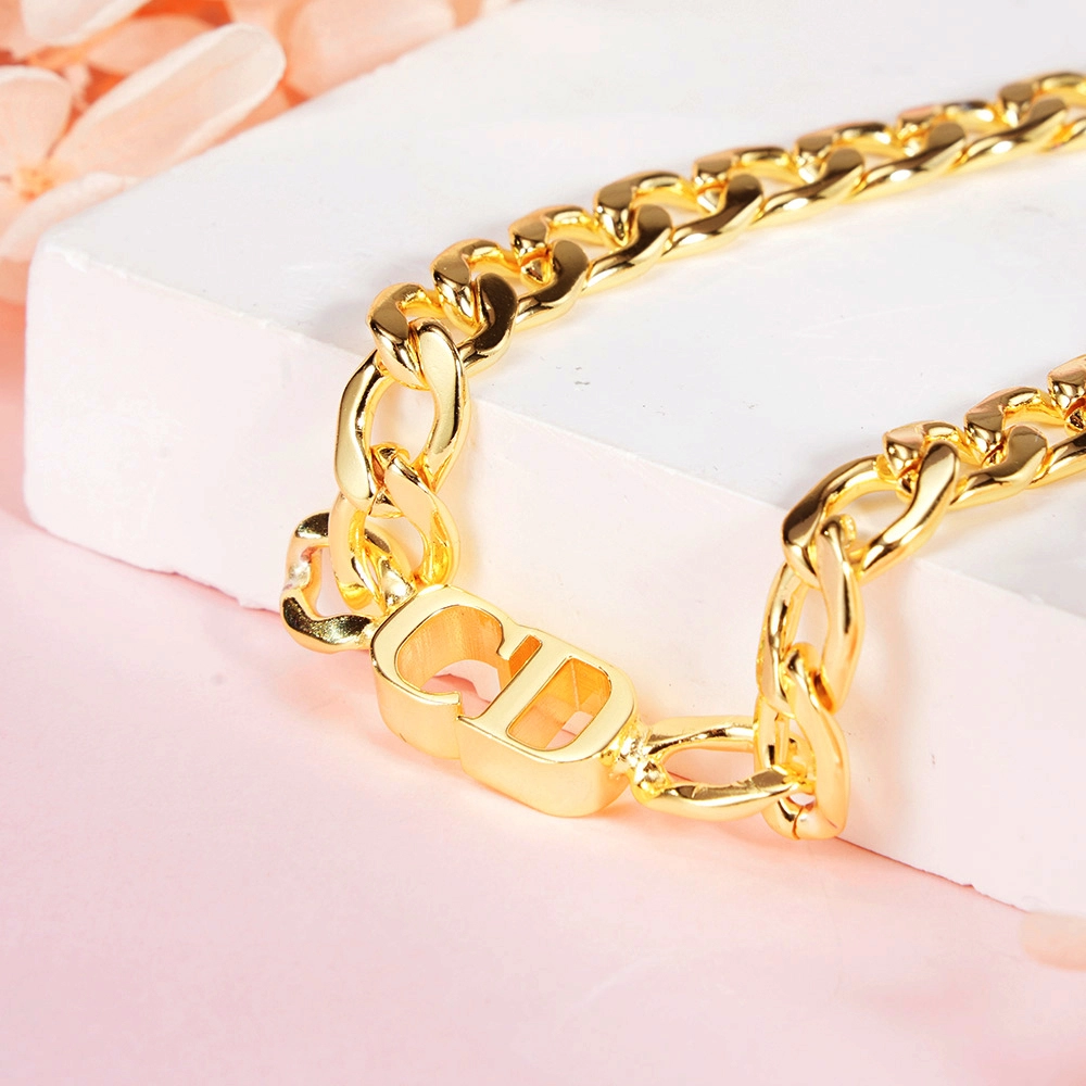 Gold Plated Personalized Name Necklace Choker Necklace with Cuban Chain