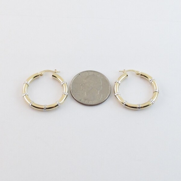 30mm Gold Plated Hoop Earrings Diamond Cut Earrings