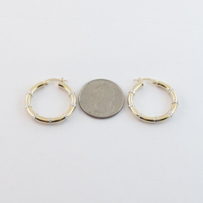 30mm Gold Plated Hoop Earrings Diamond Cut Earrings