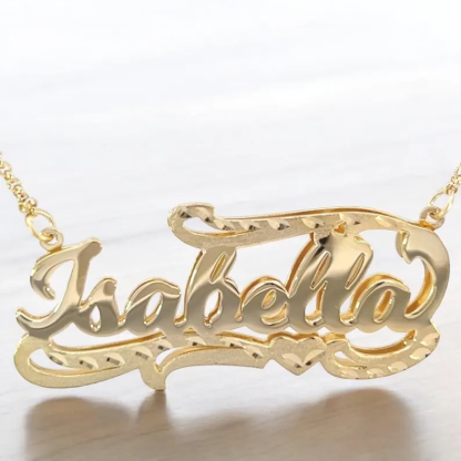 Gold Plated Custom Name Necklace Diamond Cut Doube Plated Name Necklace