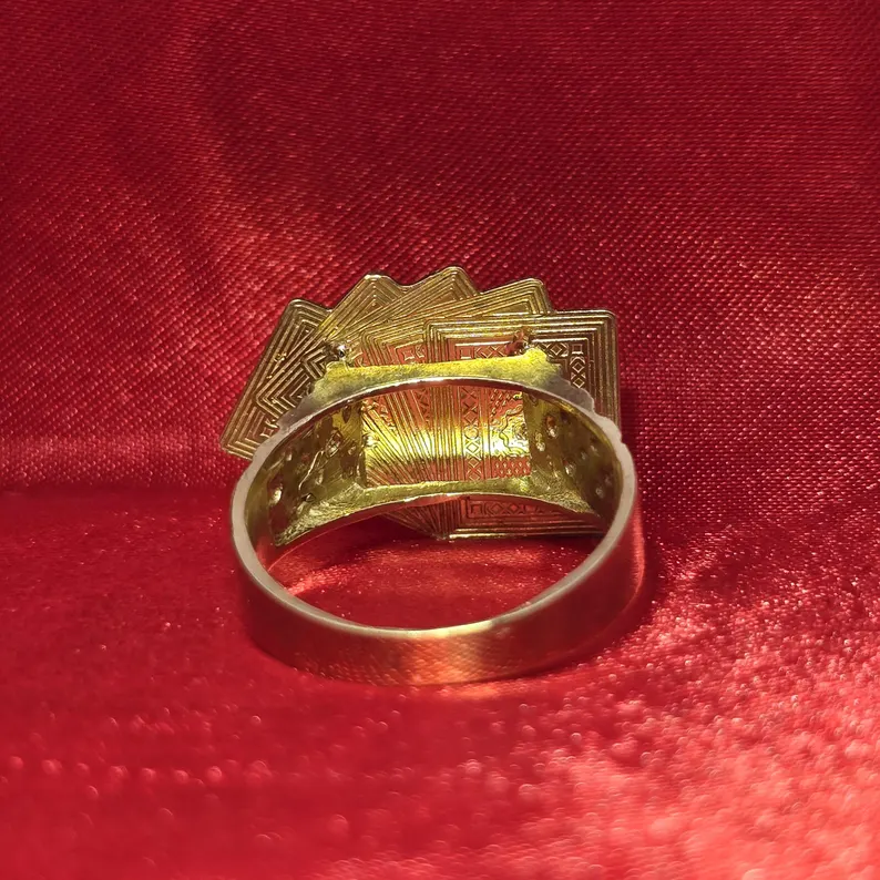14k Gold Plated Poker Cards Ring