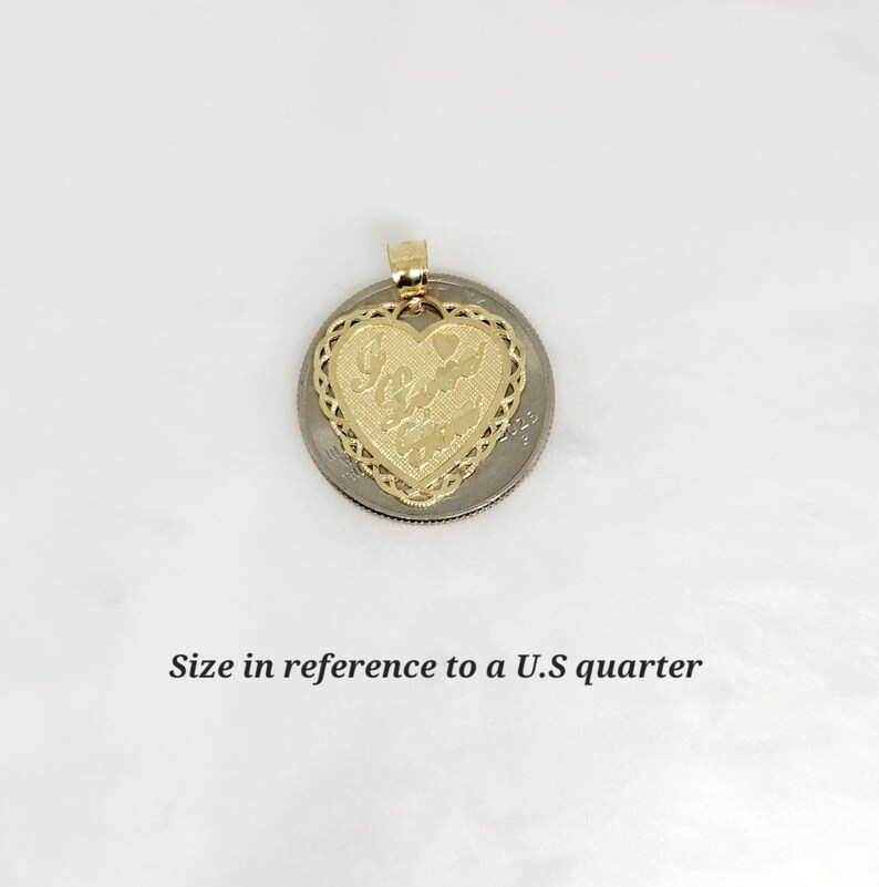 “I Love You” Engraved Love Heart Pendant Gold Plated Heart Charm Necklace