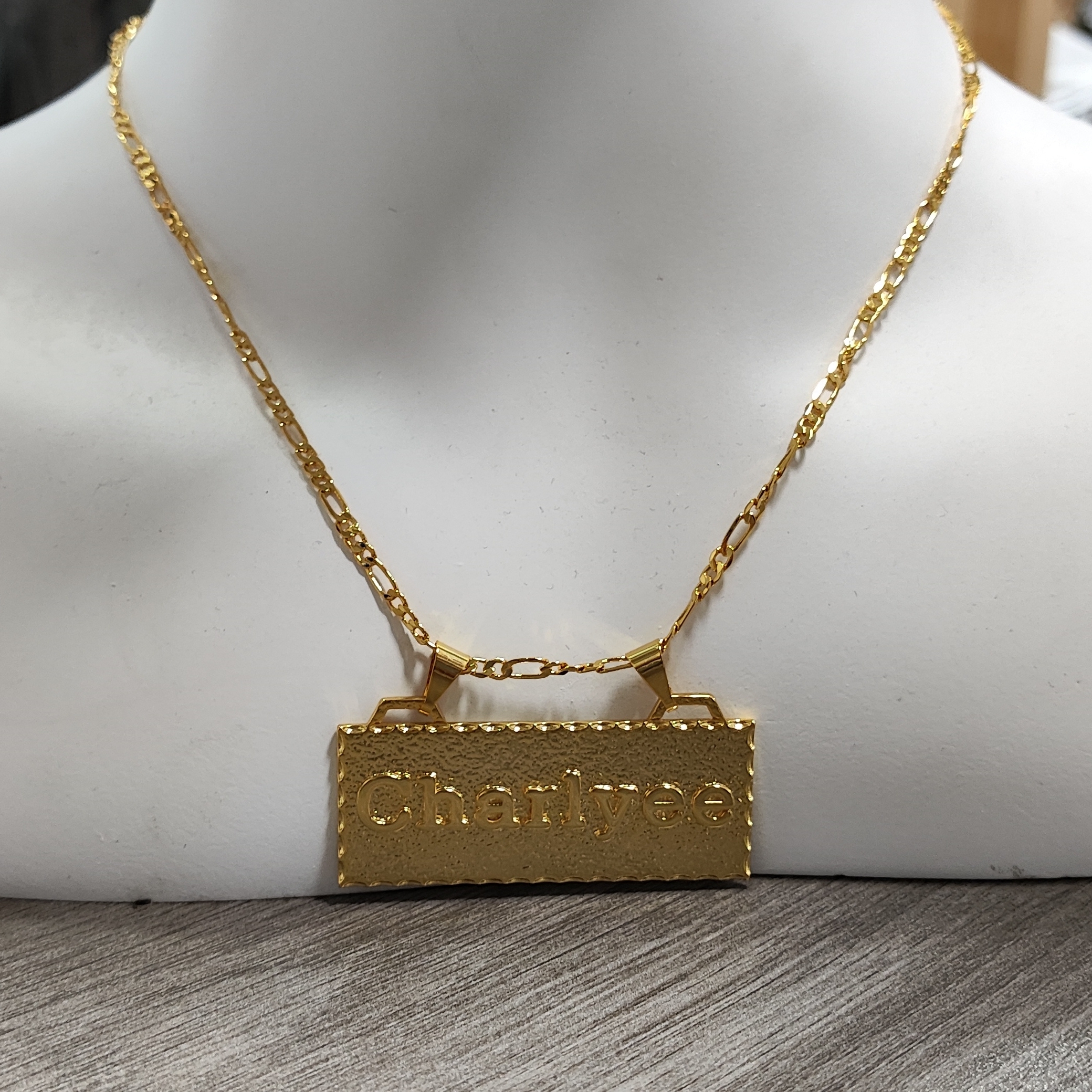 Custom Large Bar Name Necklace Gold Plated Personalized Name Necklace 