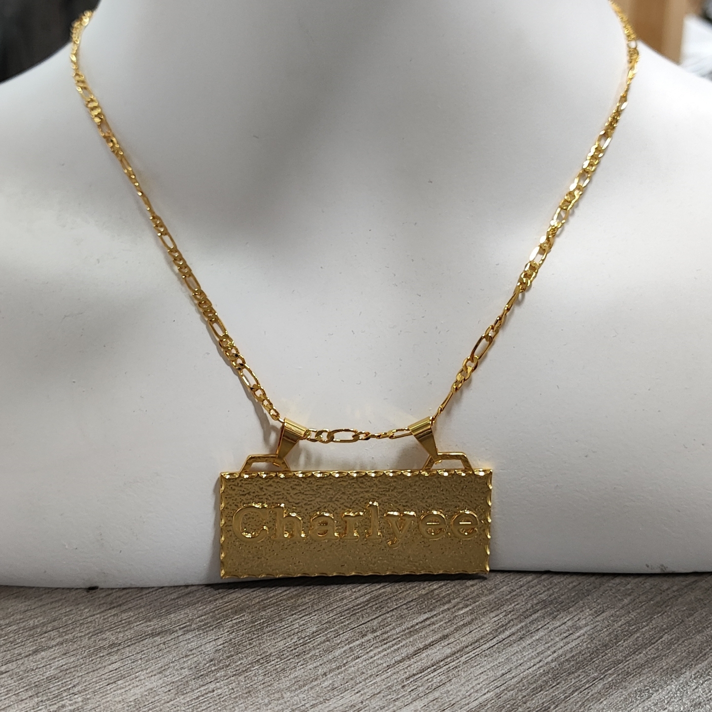 Custom Large Bar Name Necklace Gold Plated Personalized Name Necklace 
